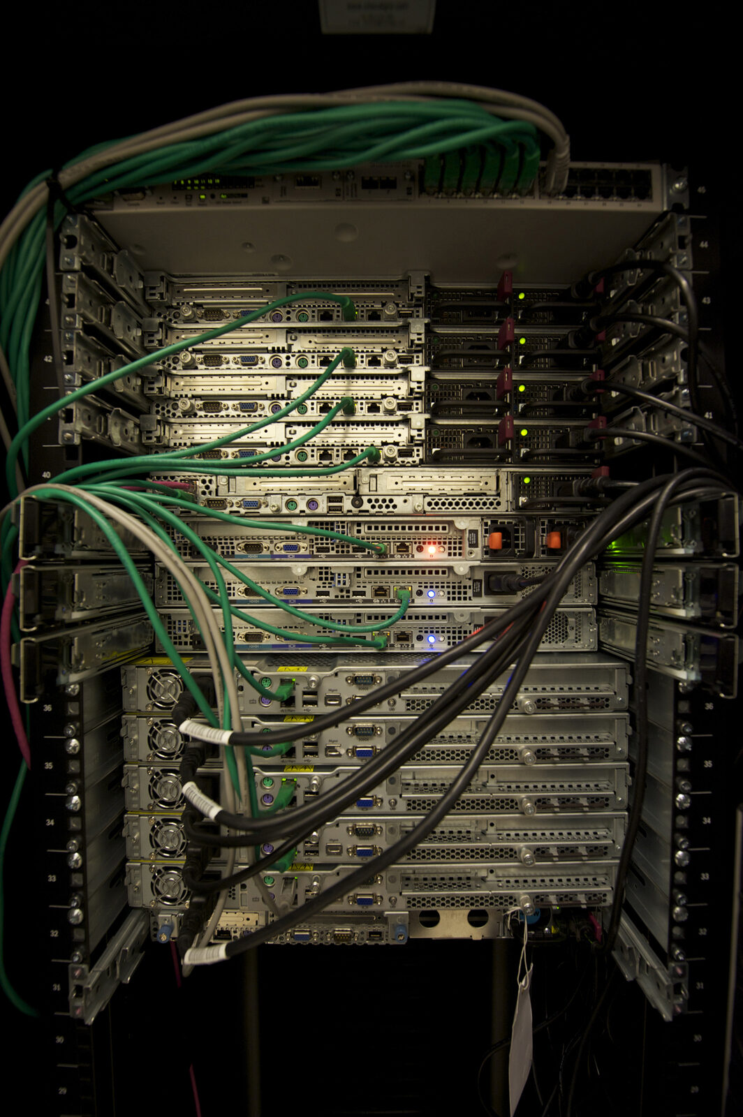 Servers mounted in a rack
